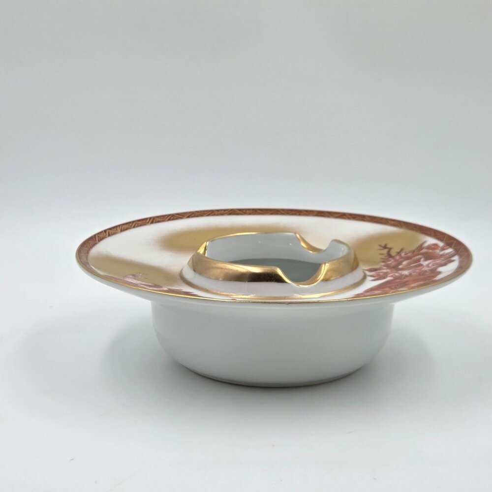 Kutani Peacock & Peony Water Well or Ashtray From the Meiji Period - Picture 3 of 9